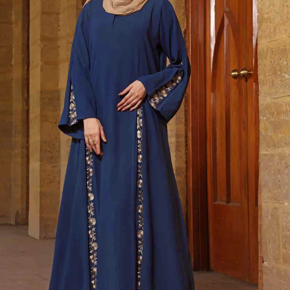 Blue Embroidered Maxi dress/Abaya/ Jilbab
